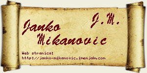 Janko Mikanović vizit kartica